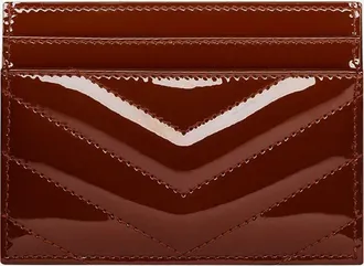 Saint Laurent Patent Leather Card Case - Brown