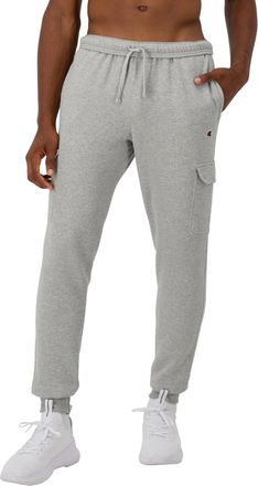 Champion Mens, Powerblend, Ankle-Length Joggers, Sweatpants Pockets (Reg. Or Big & Tall), Oxford Gray C Patch Logo, Large