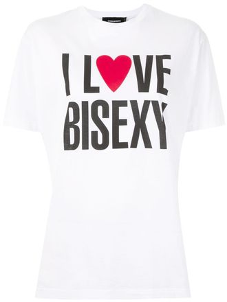 Dsquared2 I Love Bisexy print T-shirt - women - Cotton - S - White
