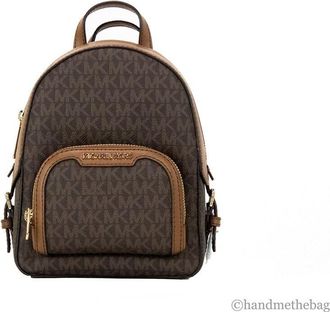 Michael Kors Michael Kors Jaycee Mini XS Brown Signature PVC Zip Pocket Shoulder Backpack Womens Bag