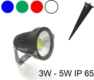 Trade Shop Trade Shop - Foco Led Cob Para Jard&iacute;n, 3 W, 5 W, Con Soporte De Estaca, Luz De Color, Ip65 - -3 Vatios