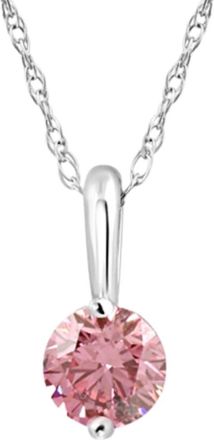 Pompeii3 1/4Ct Pink Diamond Solitaire Pendant 14k White Gold 18 Necklace Lab Grown