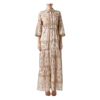 Just Cavalli Shirt Dresses, female, Multicolor, Size: S Long Cotton Dress with Tarot Print