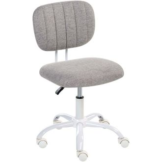 Beliani Desk Chair Light Grey Fabric Upholstery Iron Frame Swivel Adjustable Height Armless Home Office Kids Room BUBBLY