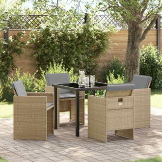 vidaXL Conjunto De Comedor De Jard&iacute;n Con Coj&iacute;n 5 Pcs Beige Polirat&aacute;n Vidaxl