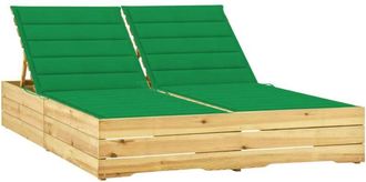 vidaXL Vidaxl - Tumbona Doble Y Cojines Madera Pino Impregnada Verde