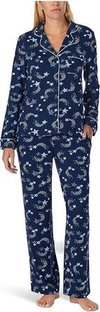 Kate Spade New York Brushed Sweater Knit Jersey Long Sleeve Notch Long Pajama Set Womens Pajama Sets Sparkling Stars : LG