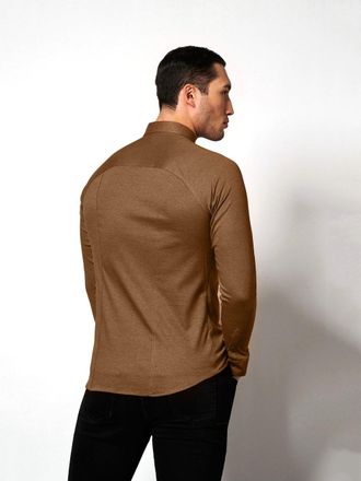 DeSoto Langarmhemd DESOTO Jerseyhemd Casual Kent, Herren, Gr. 3XL, N-Gr, beige (sandstone piqu&eacute;), Jersey, Obermaterial: 100% Baumwolle, slim fit normal, Rund
