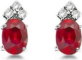 Allurez Oval Stud Earrings 14k in Ruby at Nordstrom