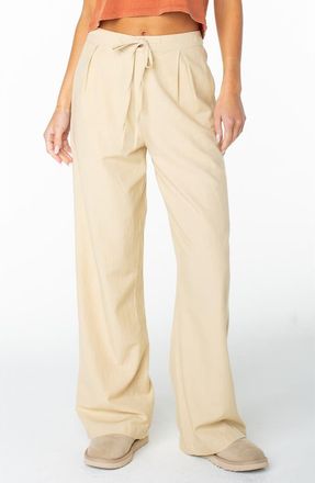 Roxy Mavericks Pleated Wide Leg Trousers in Pebble at Nordstrom, Size X-Small