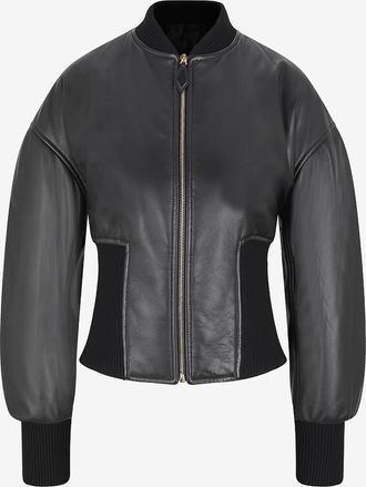 Alaia Bomber-Blouson aus Leder mit Puff&auml;rmeln Cinched Bomber