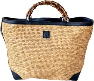 Gucci Pre-owned Raffia handbags - Dames - Vintage Handtas - Beige - ONE Size - Leer - Vintage