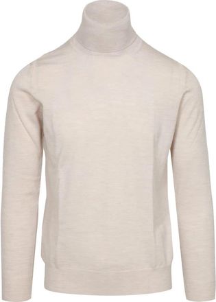 Paolo Pecora Sweaters - Heren - Coltruien - Beige - L - Wol - Truien & Vesten