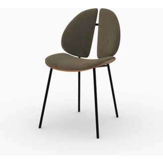 Rendez-Vous D&eacute;co Silla Coccinelle De Terciopelo Caqui Y Madera De Nogal