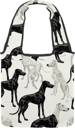 Generic Black & White Poodle Dogs Reversible Canvas Shoulder Tote - Double-Sided Print, 12oz Cotton, 27cm Drop, Fold-Flat Bag for Travel, Shopping, Street Out