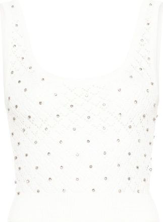 John Richmond crystal-embellished knitted top - women - Viscose/Nylon - L - White