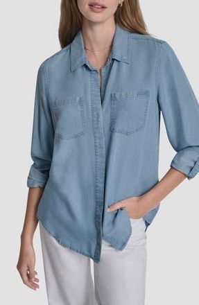 DKNY Chambray Button Front Top at Nordstrom Rack, Size X-Large