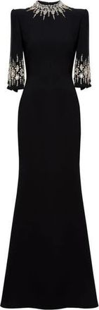Jenny Packham Ilana Embellished Maxi Dress in Liquorice at Nordstrom, Size 18 Uk