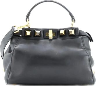 Fendi Peekaboo Bag Leather with Studded Detail Mini satchel - Zwart