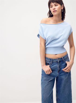 Twik Womens Loose-collar rolled-edge sweater