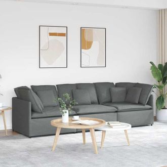 vidaXL Vidaxl - Sof&aacute; Modular Con Cojines De Tela Gris Oscuro