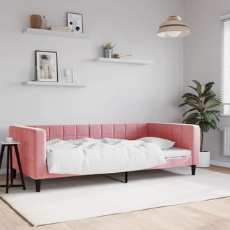 vidaXL Sof&aacute; Cama Terciopelo Rosa 100x200 Cm Vidaxl