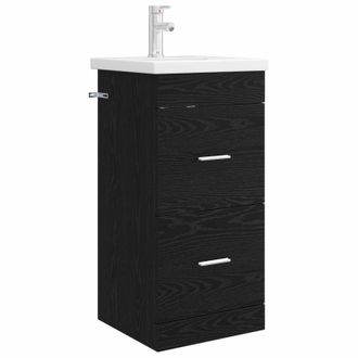 vidaXL Vanidad De Ba&ntilde;o Con Lavabo Roble Negro 42 X 40 X 84,5 Cm Vidaxl