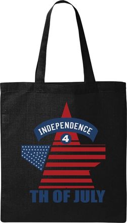 Generic Independence 4 Th Of July USA Flag Star Graphic Natural Ecological Cotton Tote Bag Black