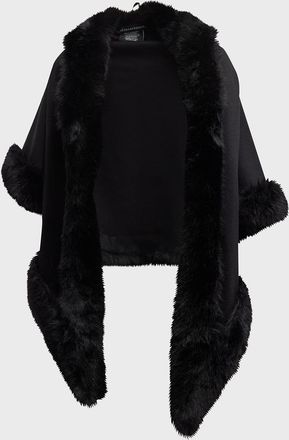 Sofiacashmere Cashmere Faux Fur Trimmed Diamond Wrap