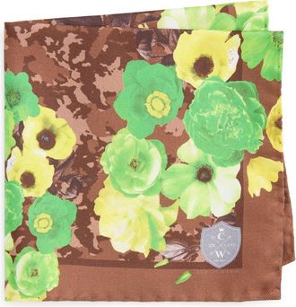 Clifton Wilson Green & Brown Floral Silk Pocket Square at Nordstrom