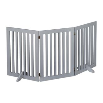 Relaxdays Relaxdays - Barrera Seguridad Perros, Valla Protectora Plegable, 70 X 154 Cm, Cerca Para Mascotas, Con Patas, Gris