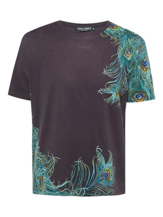 Dolce & Gabbana peacock print T-shirt - Purple