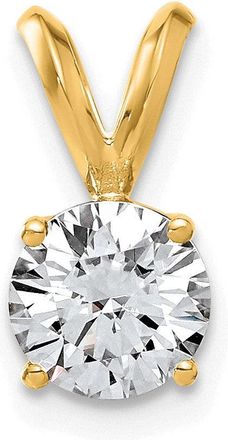 Diamond2Deal 14k Yellow Gold 1ct. 6.5mm Round Moissanite Solitaire Pendant