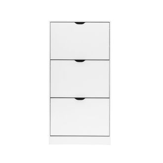Mobili Rebecca Mobili Rebecca - Rebecca Mobili Armario Zapatero Mdf Blanco 3 Puertas Ahorro Espacio Para 12 Pares