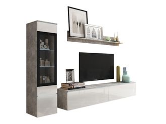 Mirjan24 Conjunto De Sal&oacute;n Mirfivo 100, Hormig&oacute;n + Blanco Brillante