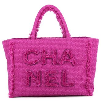Chanel Purple Tweed Handbag Tote Bag (Pre-Owned)
