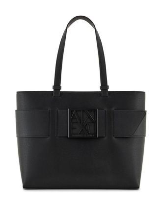A|X Armani Exchange Borsa tote con placca logo - Nero