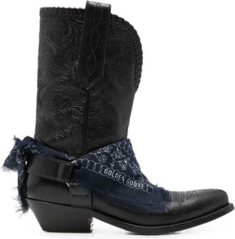 Golden Goose Black Embroidered Wish Star Boots