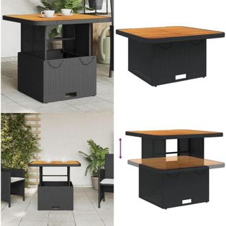 vidaXL Tavolo da Giardino Nero 80x80x71cm in Polyrattan e Legno Acacia - Tavolo da esterno - Tavolo in rattan