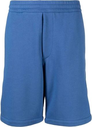 Alexander McQueen Logo-tape Jersey Shorts - Heren - Korte Broeken - Blauw - S - Katoen - Korte Broeken