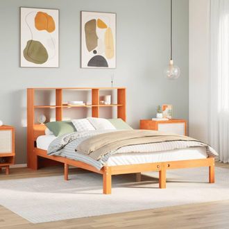 Berkfield Home Bookcase Bed without Mattress Wax Brown 135x190 cm Doouble Solid Wood Pine