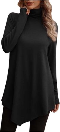 Maglione Casual Da Donna Blu Maniche Lunghe Girocollo, Tunica Ampia Per Autunno Inverno, Taglia Large