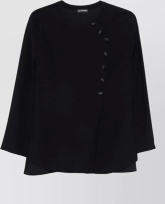 Emporio Armani polyester long-sleeve round-neck blouse