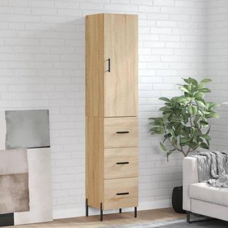 Berkfield Home Highboard Sonoma Oak 34.5x34x180 cm Engineered Wood in Brown