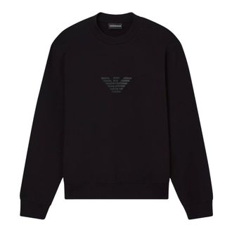 Emporio Armani Sweatshirts, male, Black, Size: 2XL Double-jersey Sweatshirt with Logo Print
