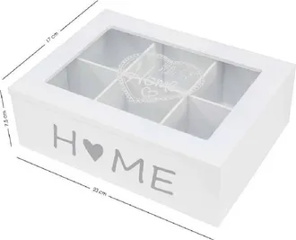 Trade Shop Trade Shop - Scatola Contenitore Legno Bianco Home Bacheca 6 Scomparti Posti Vetrina 219615