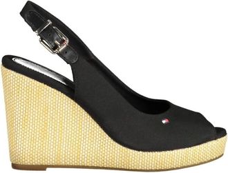 Tommy Hilfiger 11cm Wedge Sandal - Dames - Sleehakken - Zwart - 40 EU - Katoen - Schoenen