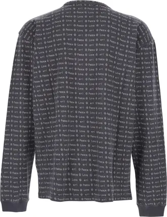 ERL Mens Long Sleeve Jacquard Tee Brown Cotton Top