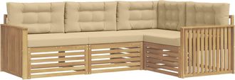 vidaXL Conjunto De Sof&aacute;s De Exterior 4 Uds. Y Beige Poli&eacute;ster Vidaxl