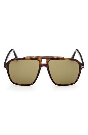 Tom Ford Autari 56mm Navigator Sunglasses in Havana /Eco /Green Lenses at Nordstrom